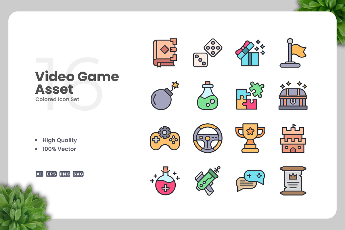 Video Game Asset Colored Icons, an Icon by Upnowgraphic