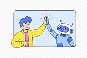 AI Robot and Man High Five, a Person Illustration by Partikusi Design (Thumbnail 3 of 3)