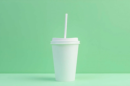 Mockup of a takeaway drink cup with, a Photo by LOGOCREATIVE