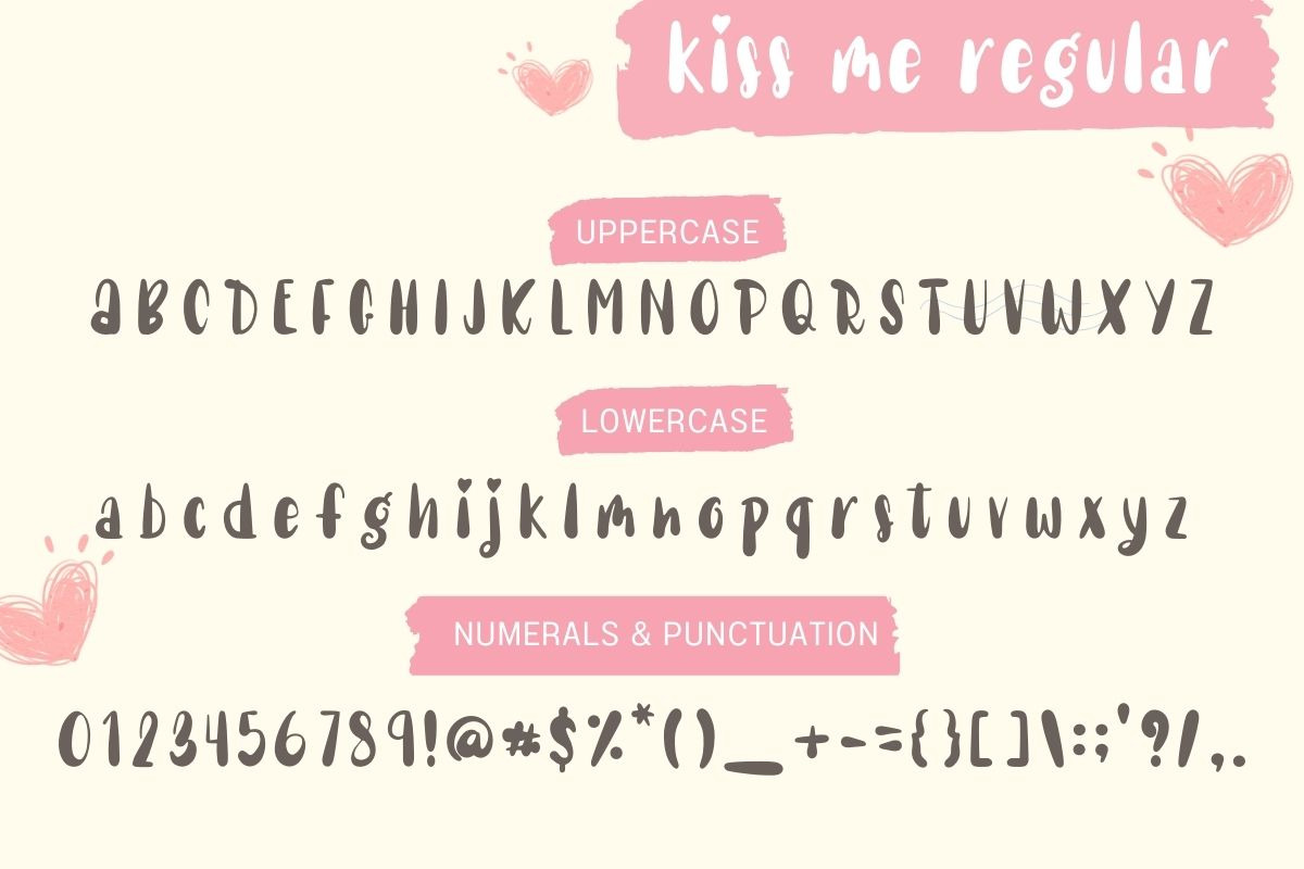 Kiss Me – Cute Handwritten Font, a Handwritten Font by AnningArts (Photo 5 of 6)