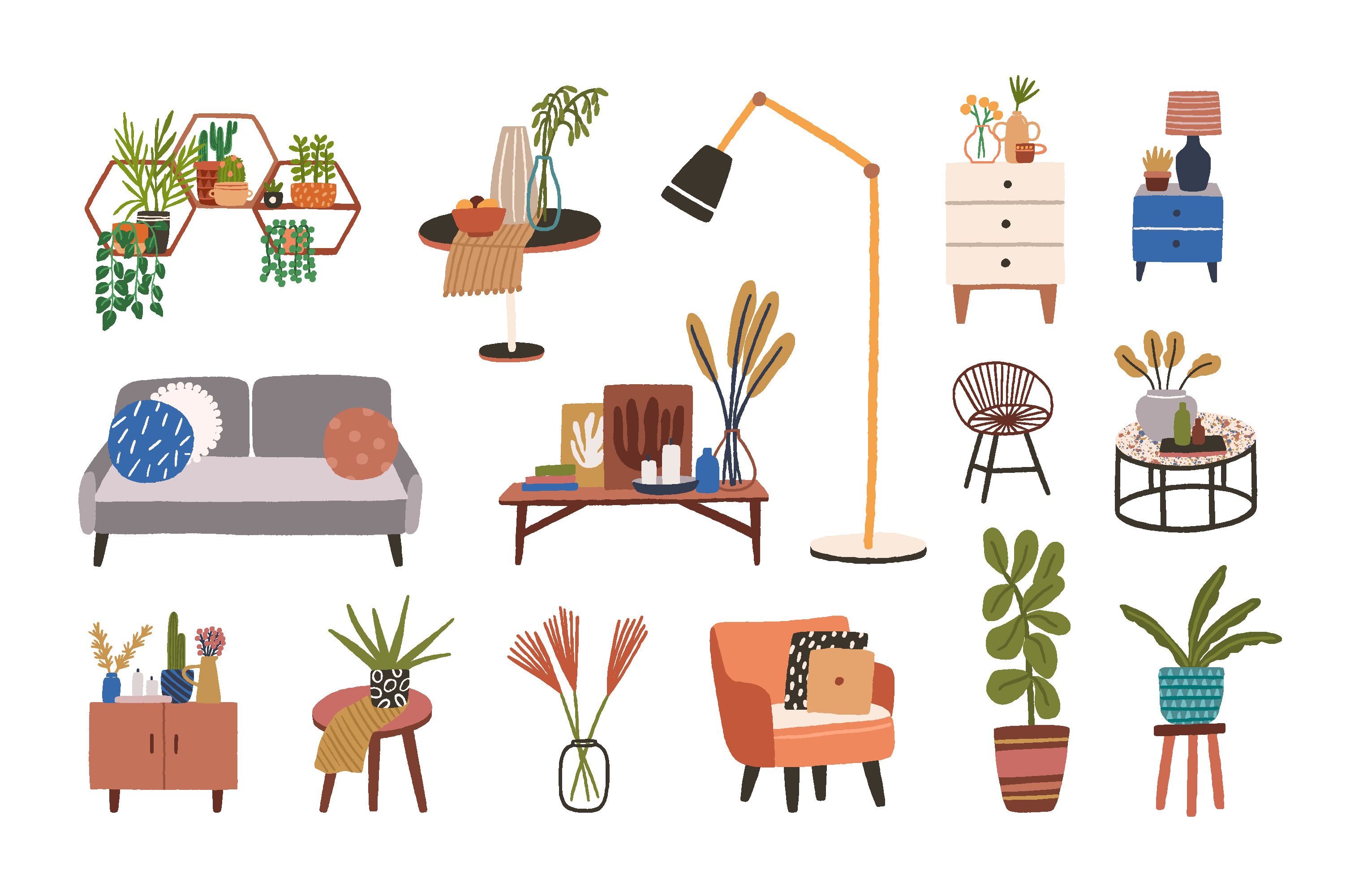 Cozy Interior Furniture And Decor by Good Studio  Creative Market