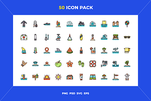 50 Surf icons, an Outline Icon by Wencory