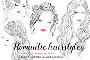 Romantic hairstyles line drawings, a Person Illustration by esylvia (Thumbnail 1 of 4)