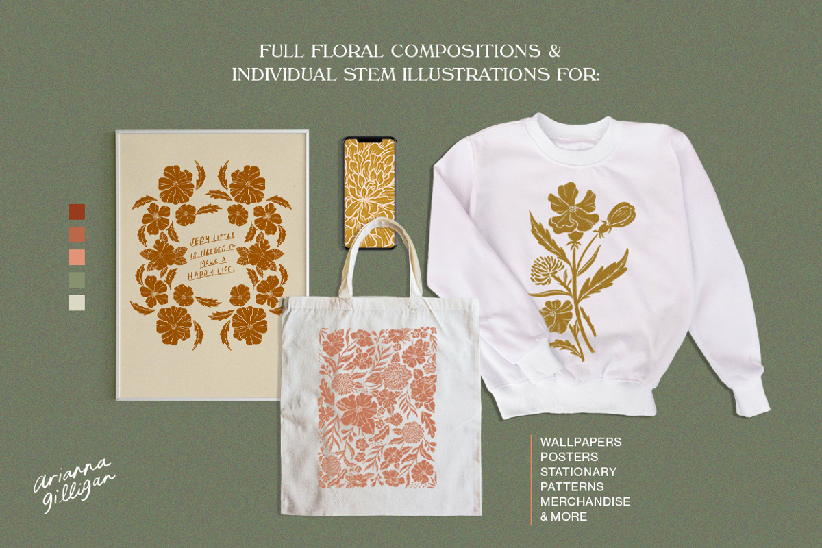 Hand-Drawn Floral Pack, an Illustration by Drawn By Arianna (Photo 4 of 6)
