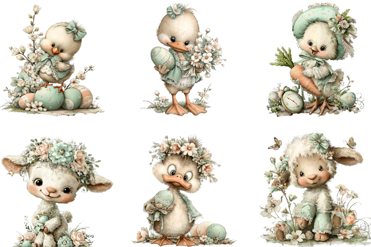 Whimsical Easter Animals Clipart PNG, an Illustration by Designking (Photo 2 of 5)