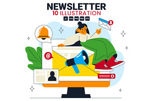 10 Email Newsletter Illustration, a Person Illustration by denayunebgt