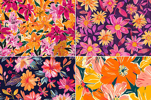 Watercolor Autumn Flowers Pattern