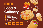20 Food and Culinary 3D Icon Set, a Food & Drink 3D Model by Bilicube Studio (Thumbnail 1 of 6)