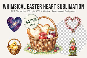 Whimsical Easter Heart Sublimation, an Illustration by Artnoy
