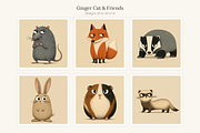 Ginger Cat & Friends Clip Art, an Animal Illustration by LanternkinStudio (Thumbnail 10 of 15)