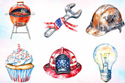 Watercolor Labor Day Clipart Bundle, an Illustration by Canvas Craft (Thumbnail 3 of 3)