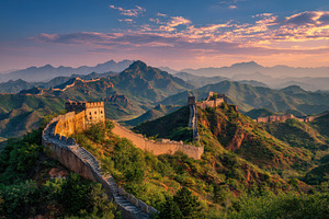 Majestic Great Wall of China Sunset, a Photo by Pixeness Studio