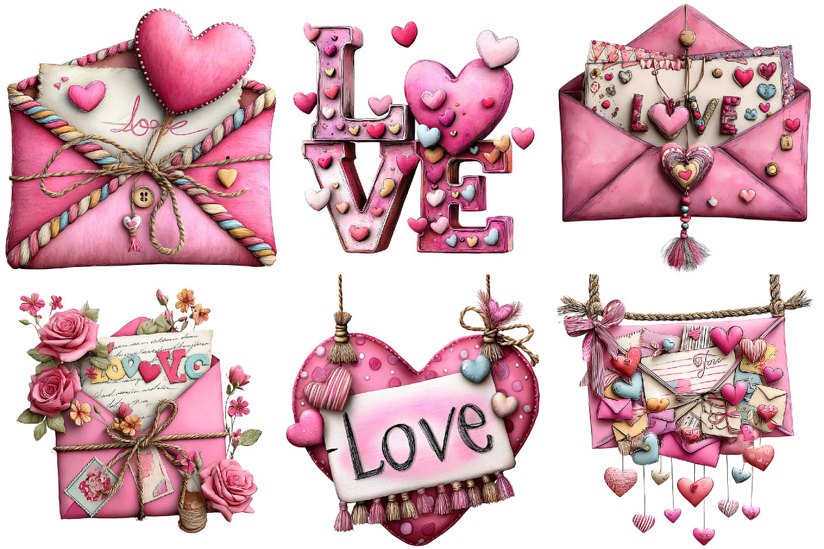 Valentine Love Letter Clipart, an Illustration by Pixels.Craft (Photo 2 of 5)