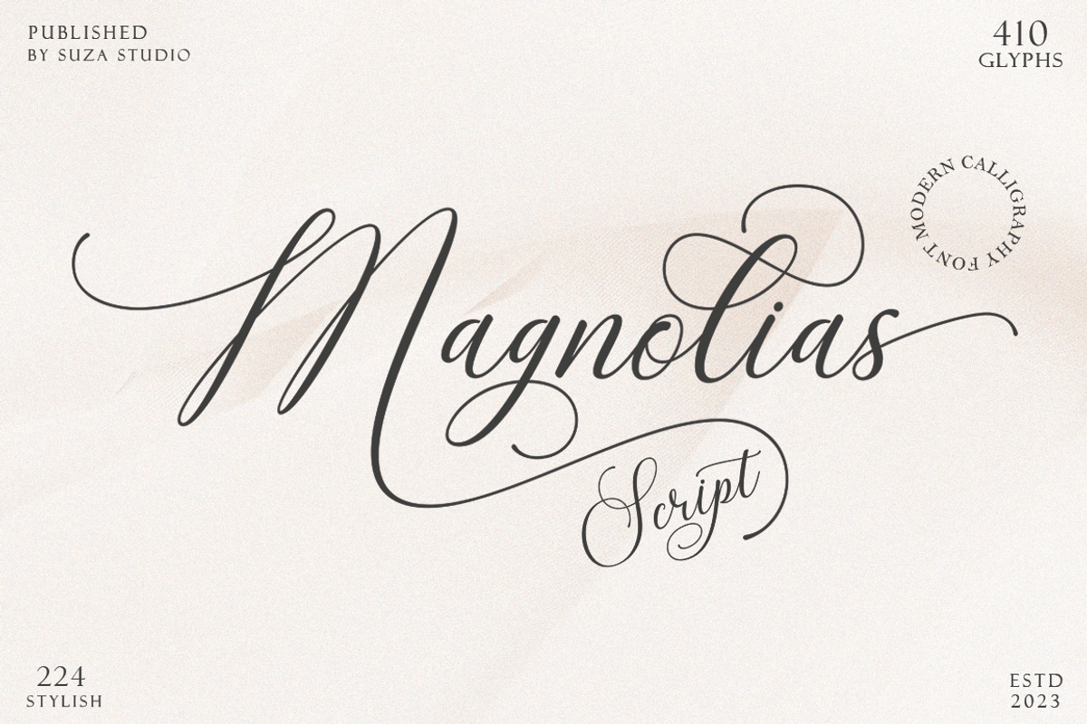 Magnolias Script, a Script Font by Suza Studio (Photo 1 of 10)