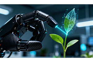 Robotic hand interacting with a, a Nature Photo by tilialucida
