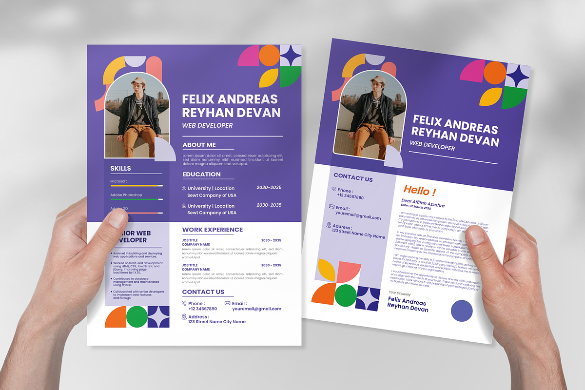 Creative Resume & Cover Letter, a Resume Template by SquidPixey (Photo 3 of 6)