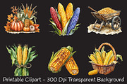Corn Watercolor Cliparts, an Illustration by RobertsArt (Thumbnail 6 of 7)