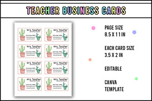 Cactus teacher business card