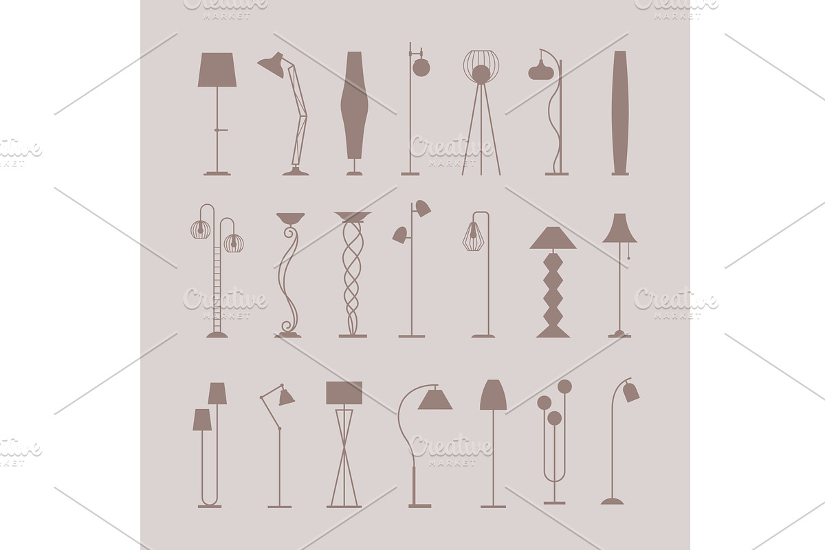 Lamp silhouettes. modern floor lamps, an Object Illustration by Onyx