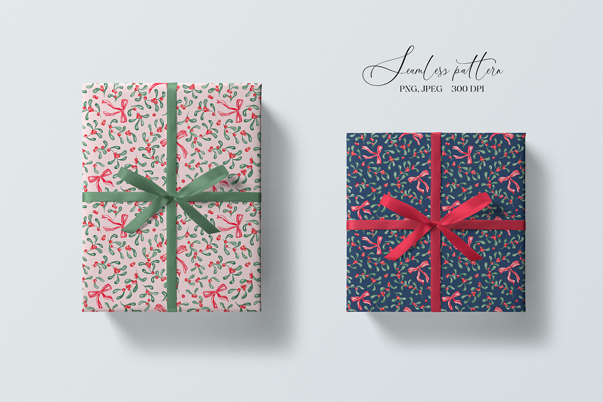 Christmas Mistletoe Seamless Pattern, a Pattern Graphic by SirenaArt (Photo 10 of 16)