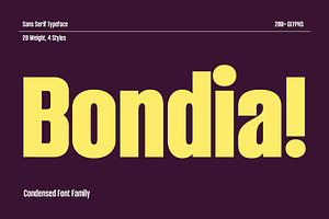 Bondia - Condensed Family, a Sans Serif Font by Arterfak Project