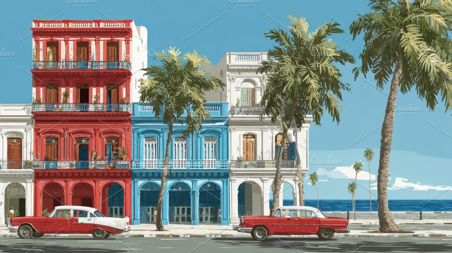 Cubas vintage cars and buildings, a Photo by Beautiful things