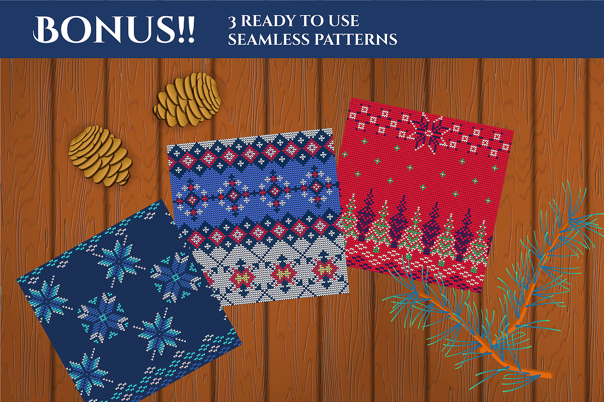 Christmas Knitted Big Elements Set, a Texture Illustration by Katyr (Photo 6 of 6)