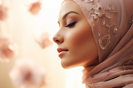 Hijab Fashion Portrait Serene Spring Beauty, a Beauty & Fashion Photo by Iconogenic