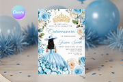 Light Blue Quinceañera Invitation, a Templates & Theme by VeliusCreativeStudio (Thumbnail 1 of 3)
