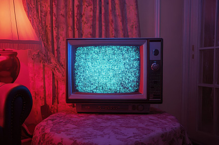Vintage television displaying static, a Photo by Iftikhar Alam