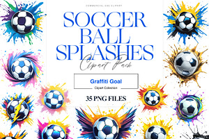 Soccer Ball Splash Clipart, Football, a Sport Illustration by BrushstrokeArtGB
