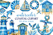 Watercolor Coastal Clipart, an Illustration by Libby Wishes (Thumbnail 1 of 5)