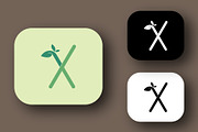 Green X Letter Logo with Leaf, a Branding & Logo Template by Salman Shop (Thumbnail 1 of 2)