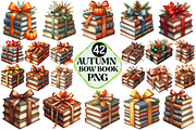 Autumn Bow Book Stack Clipart, an Illustration by Pixels.Craft (Thumbnail 1 of 7)