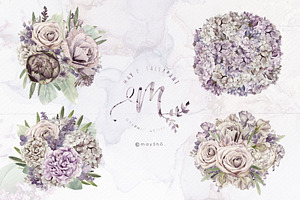 Lilac Purple Watercolor Flowers