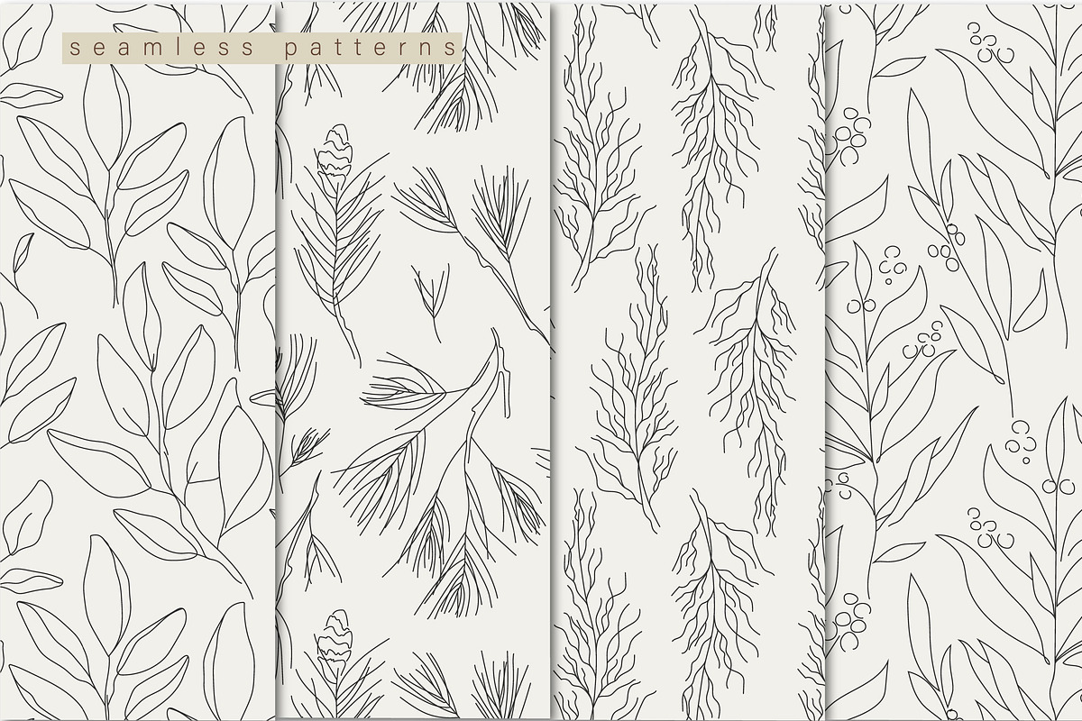 Spruce Branch line art & Patterns, an Illustration by Katya_lu (Photo 6 of 7)