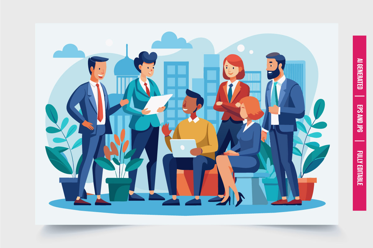 Business Team Discussing Project, a Finance Illustration by Tanuart (Photo 2 of 3)