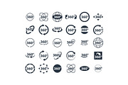 360 Virtual Reality Icons in Vector, an Outline Icon by Plaid4You (Thumbnail 2 of 6)