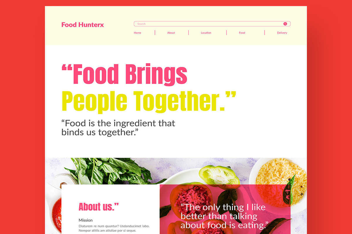 Food Agency Landing Page Layout, an UI Kit Template by CreativeShaper (Photo 2 of 6)