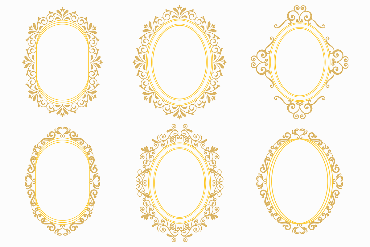 Oval Ornamental Frame Vector Bundle, a Decorative Illustration by Kusumaillustration (Photo 5 of 16)