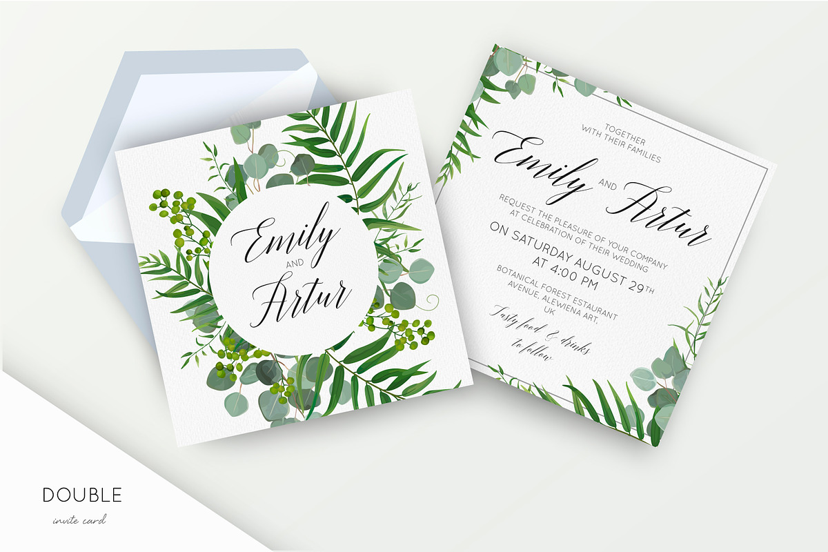 Wedding suite - Tropical green 1, an Invitation Template by Alewiena (Photo 1 of 5)