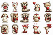 Cute Valentine Forest Animals Clipar, an Illustration by Libby Wishes (Thumbnail 5 of 7)