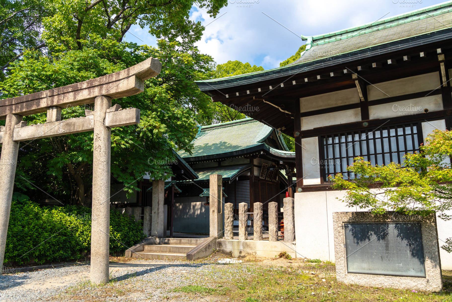 Entrance and buildings of Hokoku Shrine in Osaka, Japan, an Architecture Photo by GoodGoods