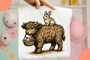 Easter Highland Cow PNG, Cute Easter, an Illustration by OK Design (Thumbnail 4 of 6)