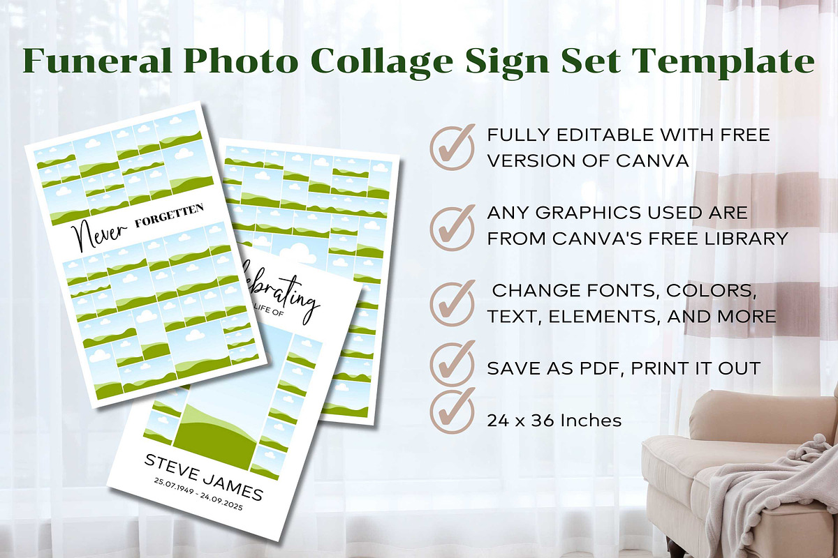 Funeral Photo Collage Sign Set, a Templates & Theme by Adalin Shop (Photo 3 of 4)