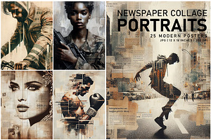 Newspaper Collage Portraits