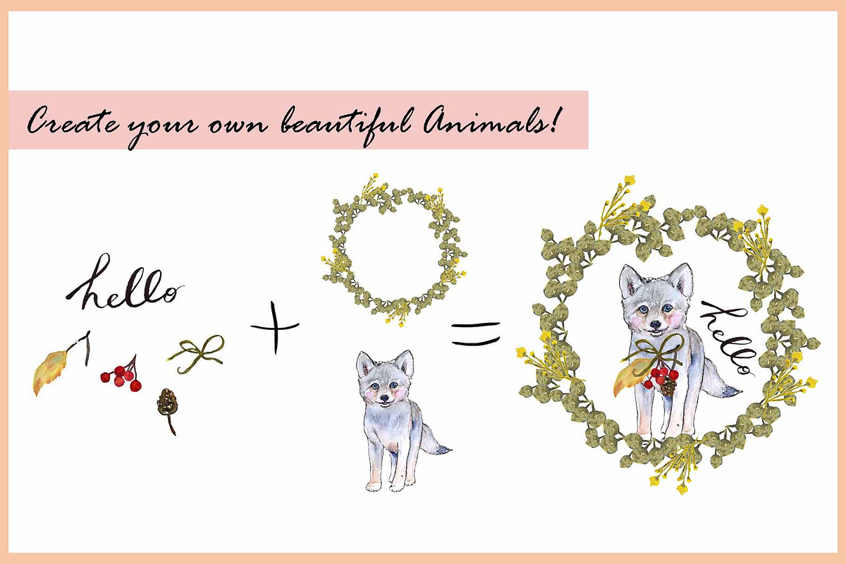 Watercolor Wreath & Woodland Friends, an Illustration by VianneArt (Photo 5 of 5)