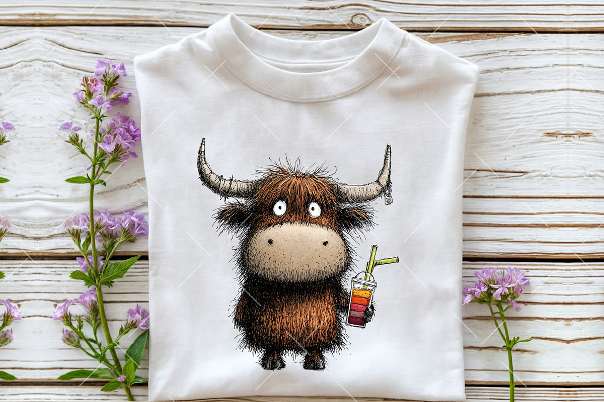 Whimsical Summer Highland Cow Clipar, an Illustration by OK Design (Photo 4 of 6)