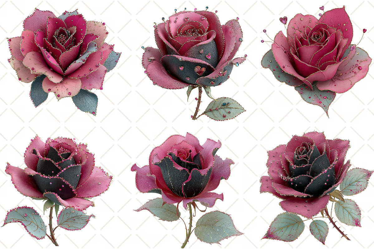 Quirky Valentine Rose Flower Clipart, an Illustration by Black Bird Studio (Photo 3 of 6)