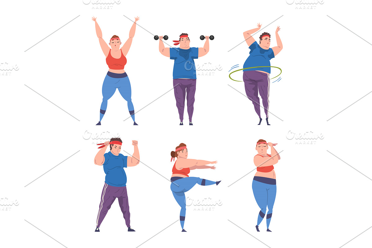 Overweight Man and Woman Character, a Person Illustration by TopVectors